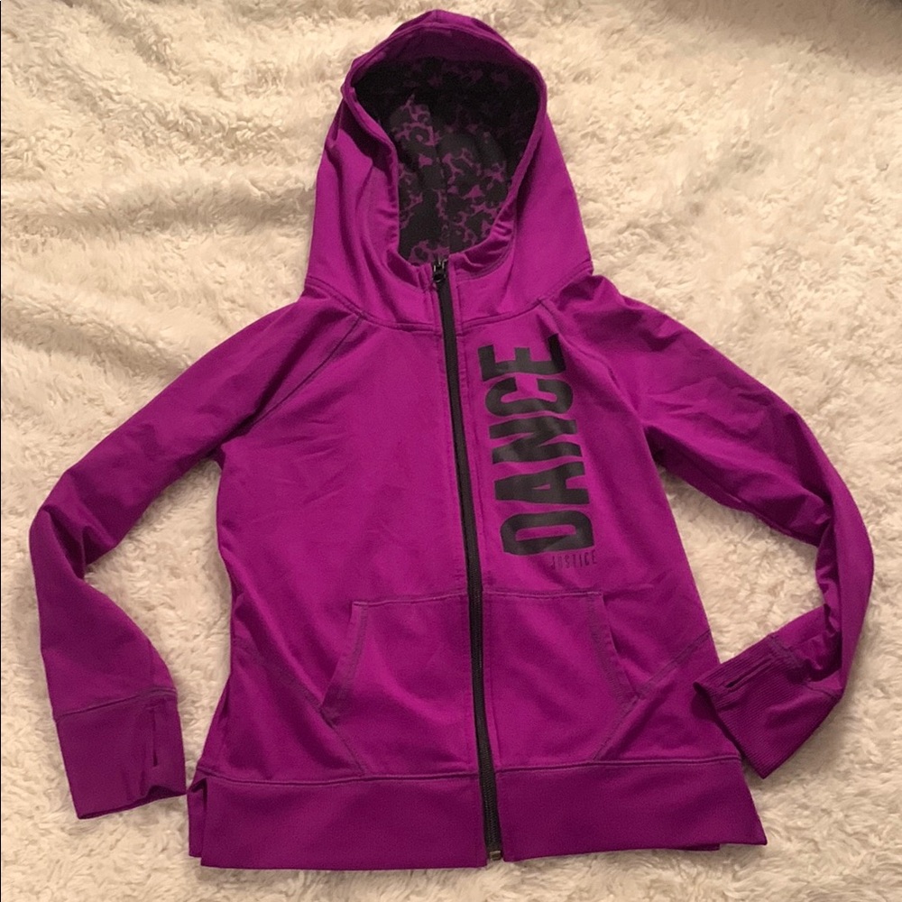 Vibrant Purple Zip-Up Hooded Jacket with Athletic Style
